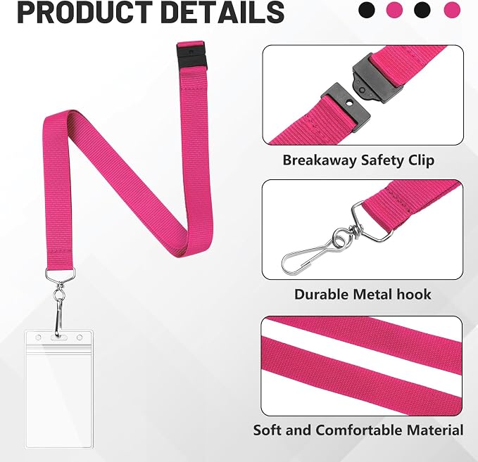 24-Pack Hot Pink Breakaway Lanyards - Image 4