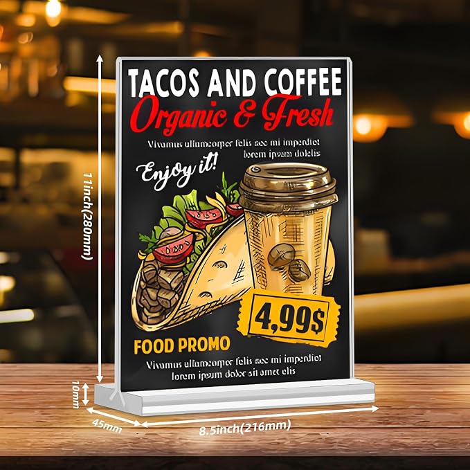 10 Pack Acrylic Sign Holder 8.5 x 11 Inch, Double Sided Sign Stand - Image 3