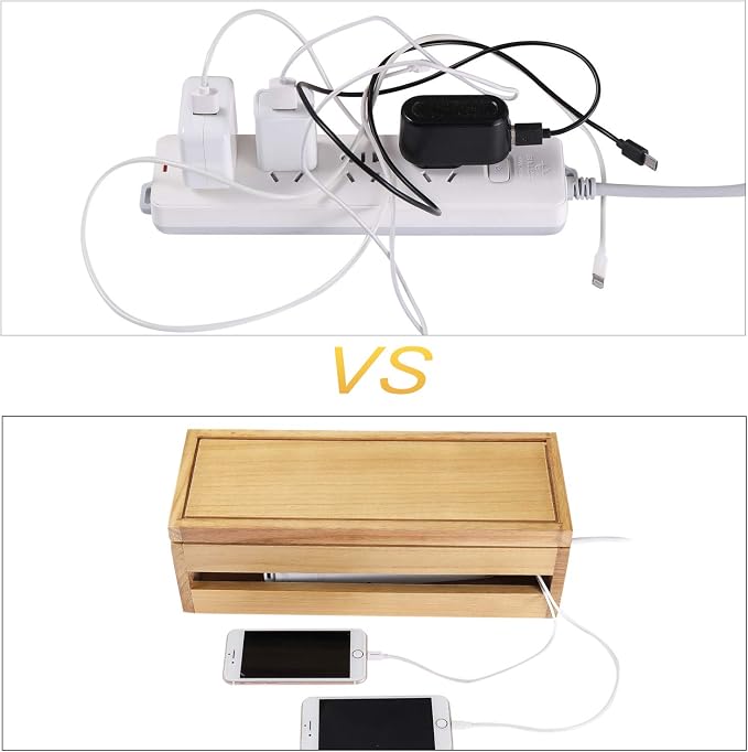 Changsuo Cable Management Box Wooden Cord Organizer Box - Image 7