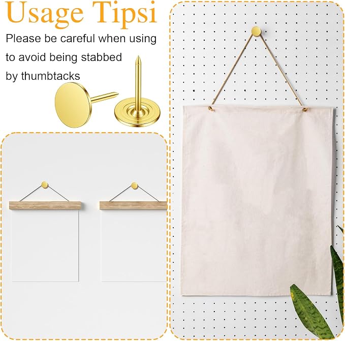 Nogeqi 100PCS Gold Push Pins, Stainless Steel Thumb Tacks - Image 5