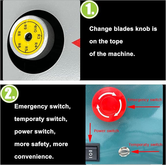 Electric Corner Rounder Desktop Paper Corner Rounding Cutter with Paper Drawer Foot Pedal Switch Semi-Automatic Book Fillet Cutter Machine Cutting Angle R3-R10 7PCS Cutting Dies 110V-DeskLoop Office