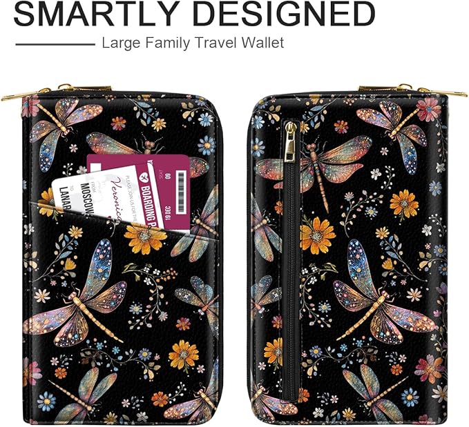 Family Passport Holder Wallet RFID Blocking Document Organizer PU Leather - Image 3
