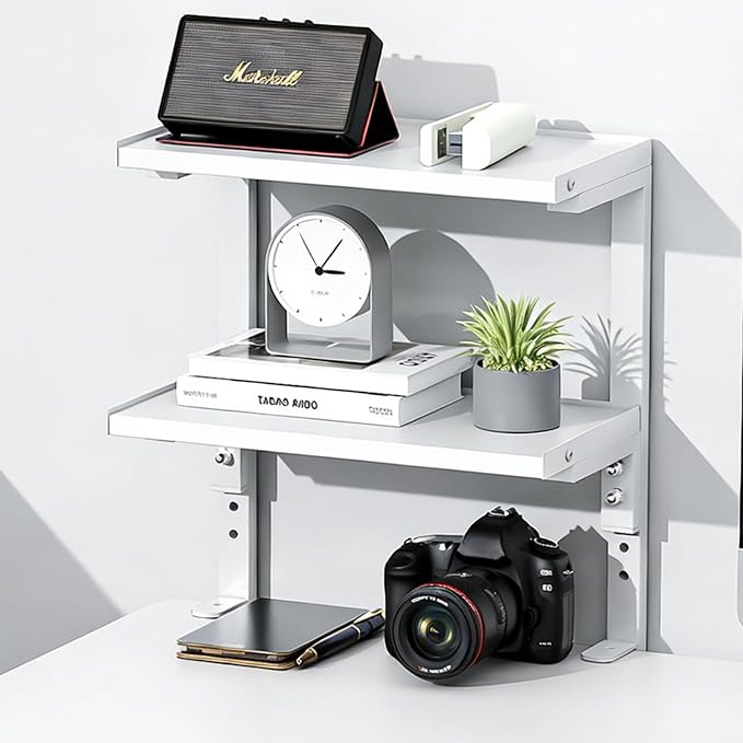 2-Tier Desk Shelf, Expandable Under Desk Storage, Clamp on Desk Shelf, Desktop by OUTIOE