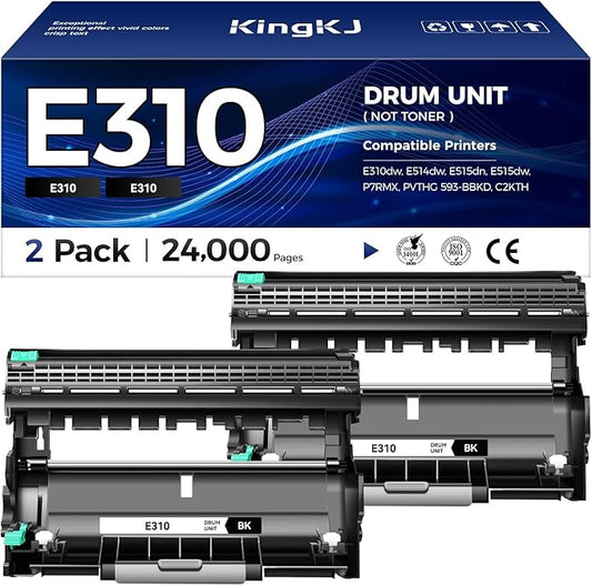 E310 E310dw Drum Unit(Not Toner)Black 2-Pack High-Yield Replacement for Dell P7RMX PVTHG 593-BBKD Image-Drum Compatible for Dell E310dw E514dw E515dn E515dw E310 E514 E515 Laser Printer Ink All-in-One-DeskLoop Office