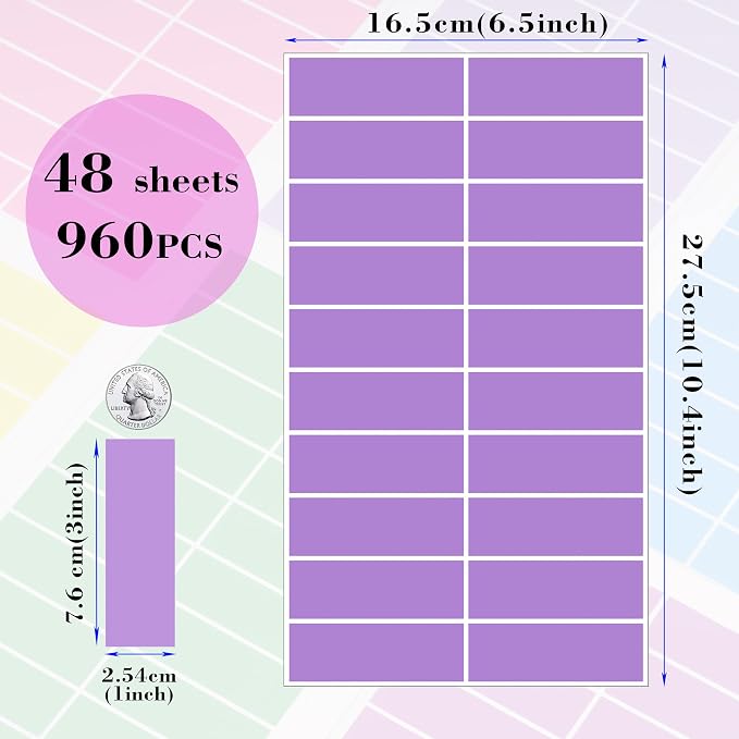 960 Pack Rectangular Colored Coding Labels Stickers by YSHIHE, 3 x 1 inch Label - Image 3
