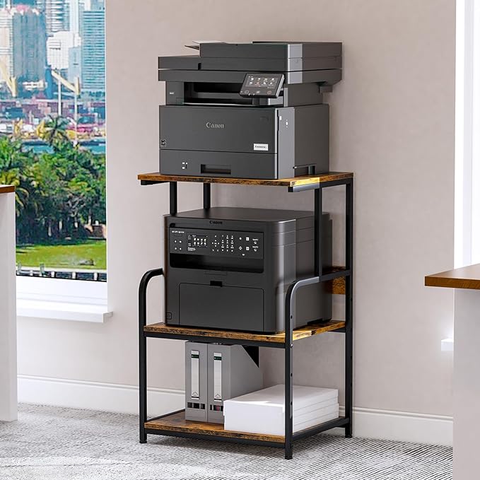 Arbuxzuy Printer Stand with Storage Shelf, 3 Tier Printer Cart with Wheels by Arbuxzuy
