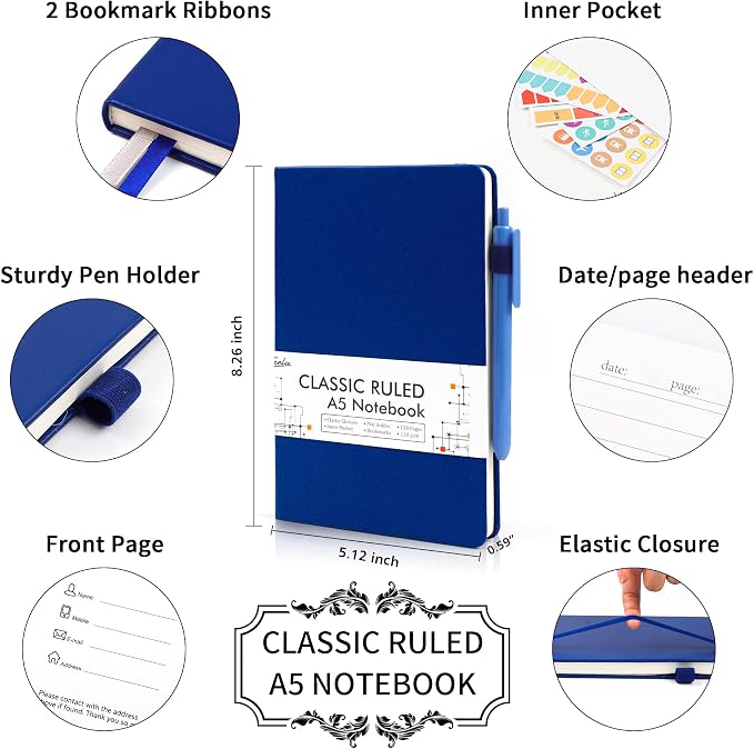feela College Ruled Notebooks, 18 Pack Business Notebook Bulk Hardcover Lined - Image 2