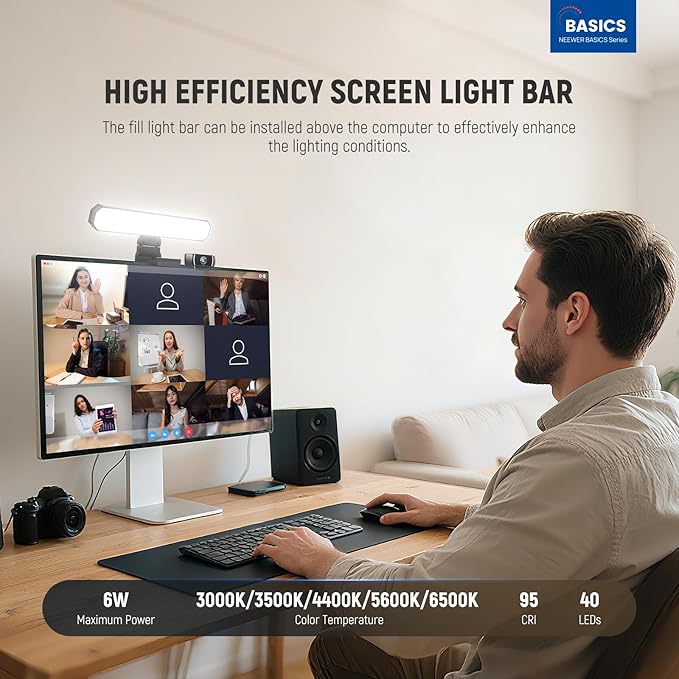 NEEWER Basics Monitor Light Bar, 6W Bi Color Dimmable LED Lamp - Image 3