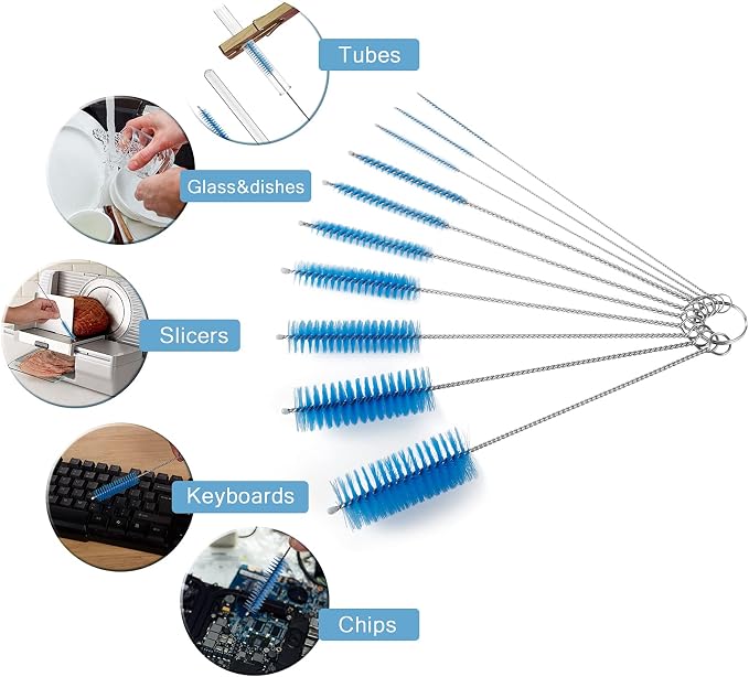 CiaraQ Bottle Cleaning Brushes, 8 Inch Nylon Tube Brush Set | Blue Cleaner - Image 2