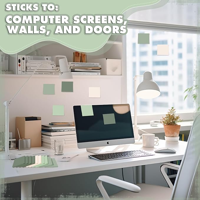 Fainne 24 Pack Sticky Notes Bulk Back to School Supplies Self Stick Note Pads Paper Memo for Office First Day of School Student Teacher Essentials (2 x 2 Inches,Green)-DeskLoop Office