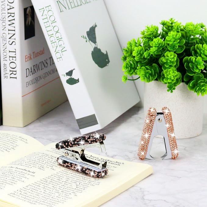 MultiBey Rhinestone Staple Remover, Handmade Bling Crystal Gold Cute Staple - Image 6