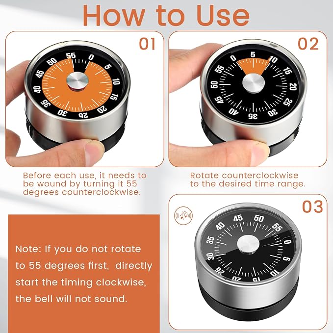 6 Pcs 60 Minute Visual Kitchen Timer Small Classroom Timers - Image 4