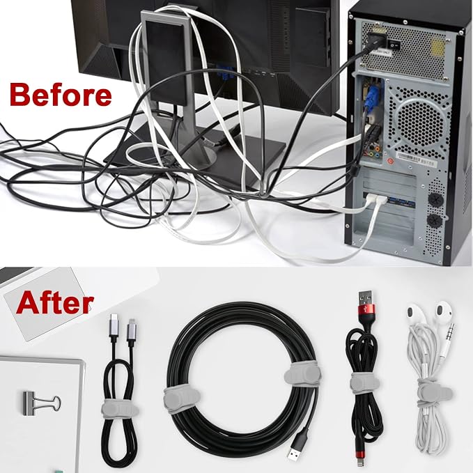 16Pcs Silicone Cable Ties Cord Organizer - Image 5