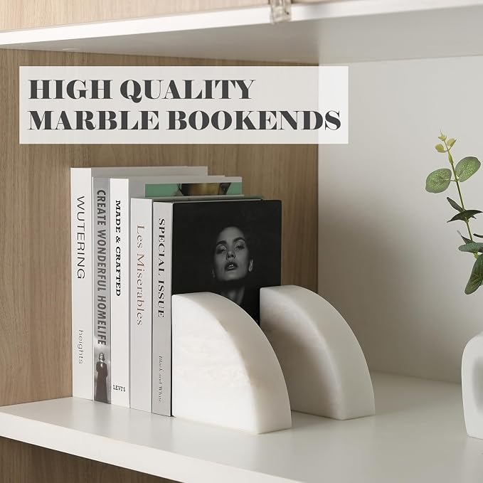Karibiber Marble Bookend for Shelves, Non-Skid Bookends for Heavy Books - Image 6