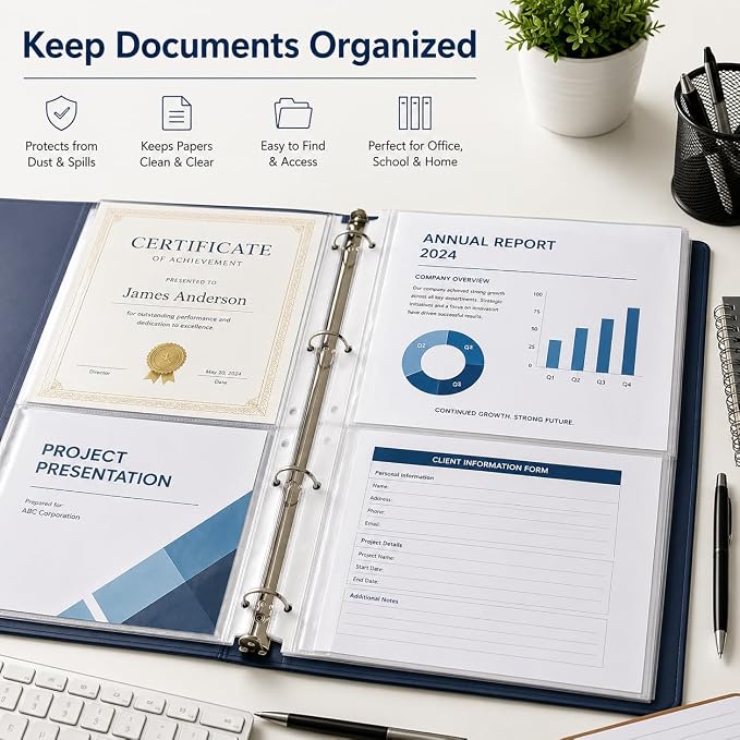 Standard Sheet Protectors, 9.25 x 11.22 Inches, Top Loading Document Sleeves - Image 7