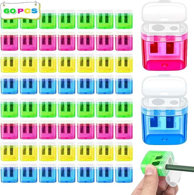 60 Pack Pencil Sharpener Bulk, Manual Pencil Sharpener by Letapapa