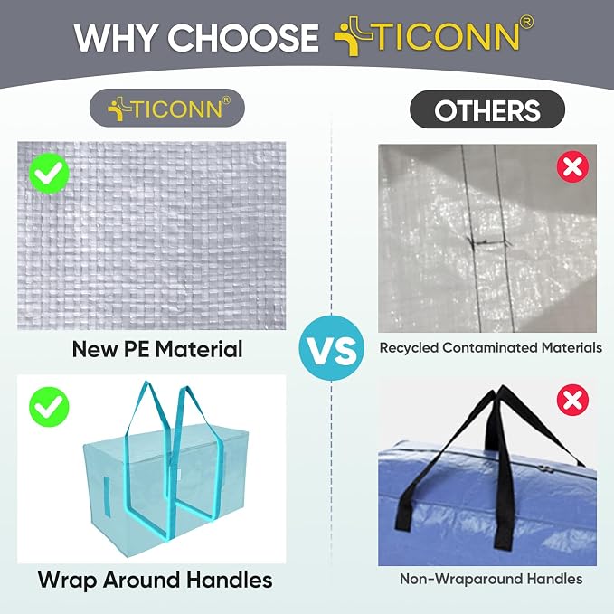 TICONN 4 Pack Extra Large Moving Bags Heavy Duty - Image 4