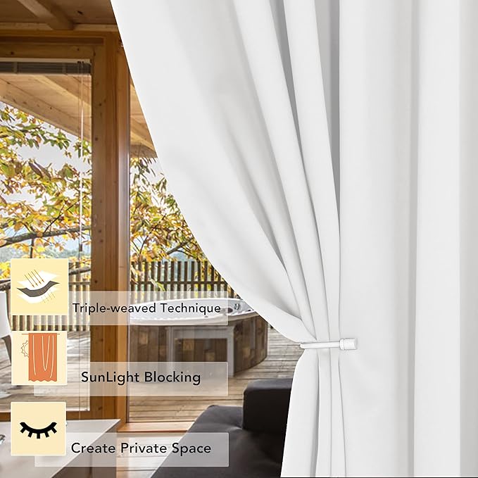 BONZER Room Divider Curtain Screen Partitions Total Privacy Wall Wide Blackout Curtains for Shared Room, 96L x 70W Inch (8L x 5.8W ft), 1 Panel, Greyish White-DeskLoop Office