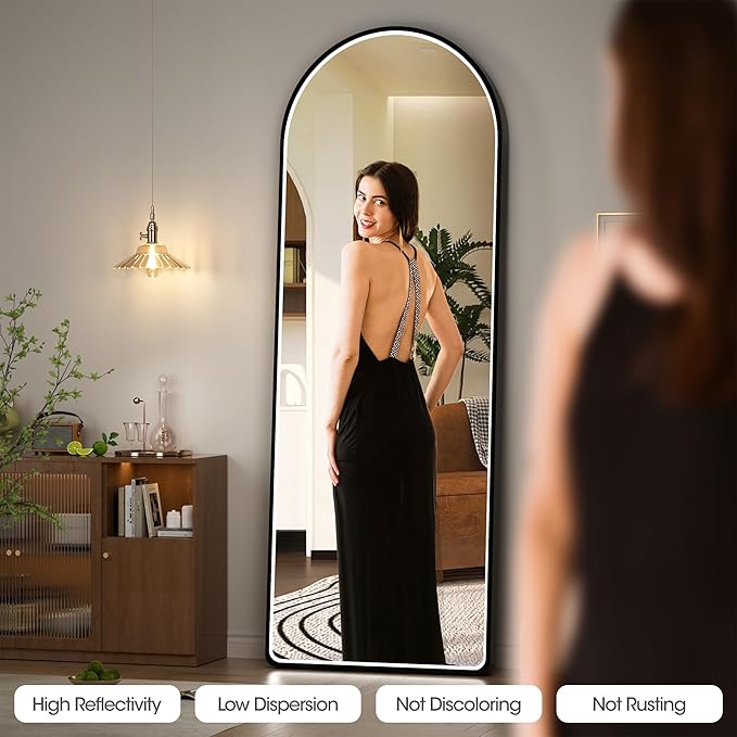 Hasipu 65" X 24" Full Length Mirror with Lights, Black Frame Arch Led Mirror Full Length and 3 Colors Temperatures & Brightness Adjustable,Light Up Mirror Full Body for Bedroom Cloakroom Living Room-DeskLoop Office