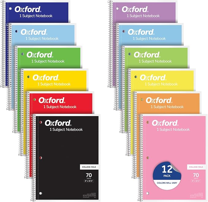 Oxford Spiral Notebooks, 1 Subject, College Ruled Notebooks by Oxford