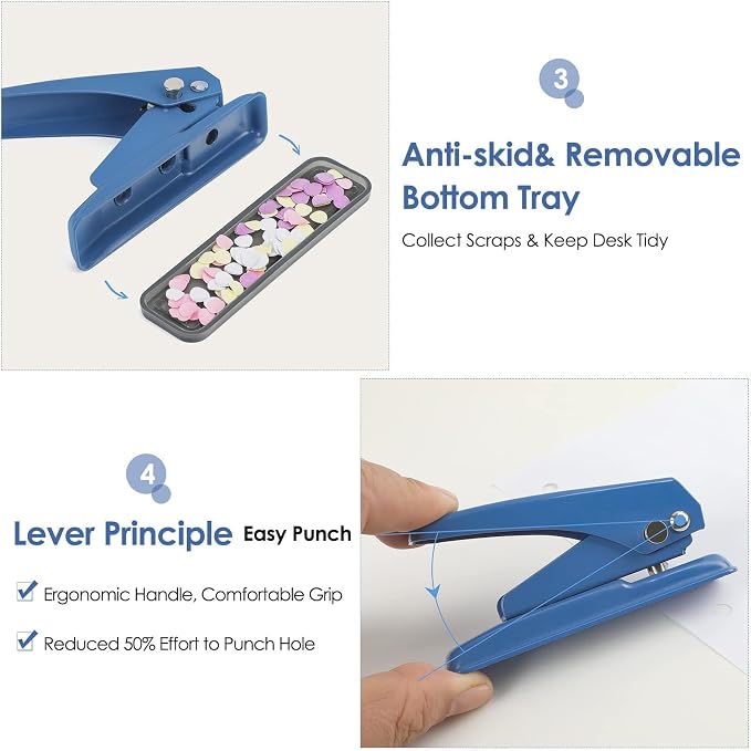 MROCO Single Hole Punch 1/4", 20 Sheet Punch Capacity, Non-Skid Base - Image 3