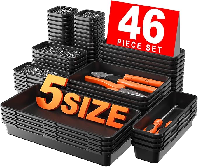 A-LuGei 【 & 5 Size】 Tool Box Organizer Tray Divider Set, 【Black】 by A-LUGEI
