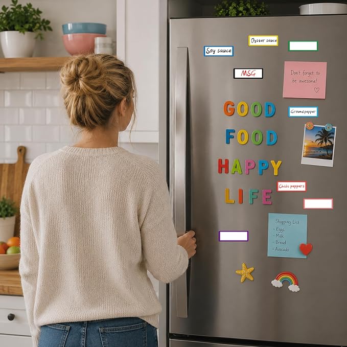 50 pcs Colored Border Magnetic Dry Erase Labels, VEINARDYL 3.2" x 1.2" Reusable - Image 5