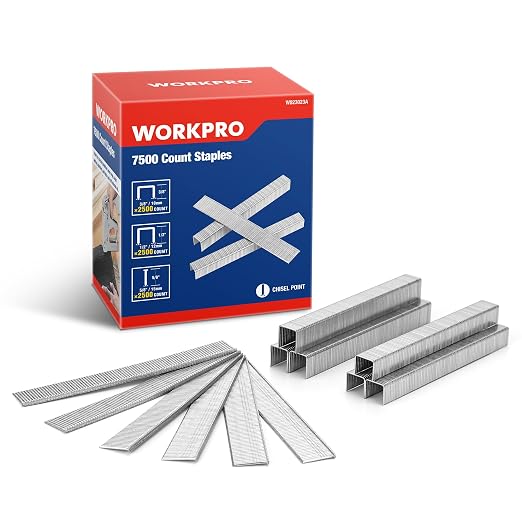 WORKPRO 7500-Piece Heavy Duty T50 Staples & 18G Brad Nails, 1/2 3/8 5/8-In by WORKPRO