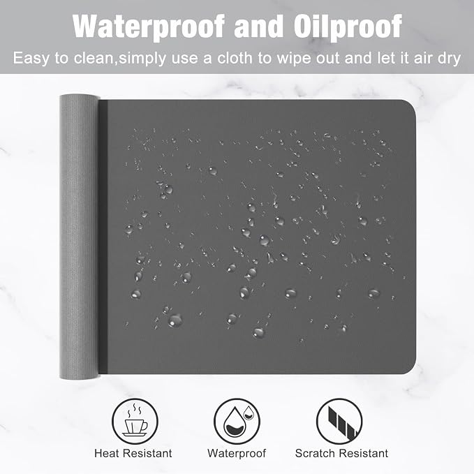 Hsurbtra Desk Pad, 23.6" x 13.8" PU Leather Desk Mat, M Extended Mouse Pad - Image 5