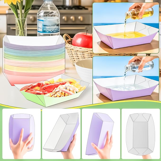 100 Pack Extra Large 5Lb Paper Food Boat Trays Disposable Paper Boat Containers - Image 4