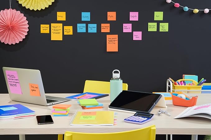 Post-it Super Sticky Notes, 18 Sticky Note Pads, 1 7/8 x 1 7/8 in., School - Image 4