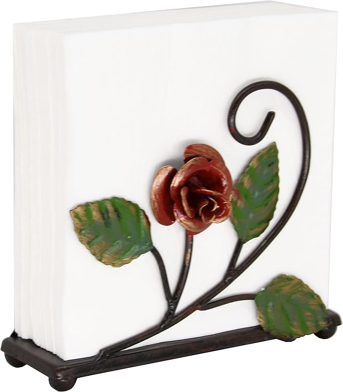 OwlGift Multicolor Napkin Holder – Rose Design Metal Napkin Storage - Image 3