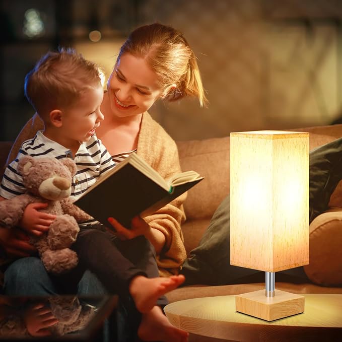 aooshine Wood Grain Table Lamp for Bedroom - Image 5
