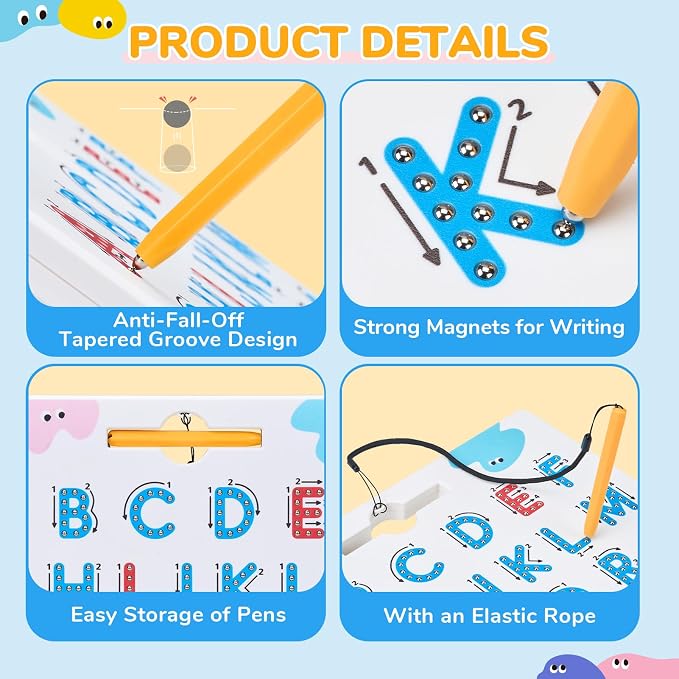 JoyCat Magnetic Letter Tracing Board, 2-in-1 Double-Sided ABC Magnets - Image 6
