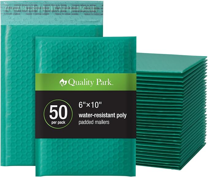 Quality Park Bubble Mailers, 6 x 9, Turquoise Poly Mailers, Padded Envelopes by Quality+Park