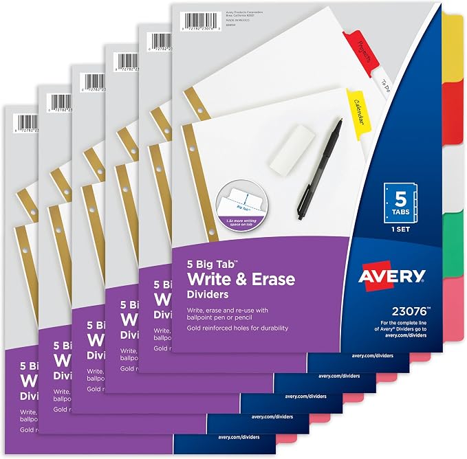 Avery Big Tab Write & Erase Dividers by Avery
