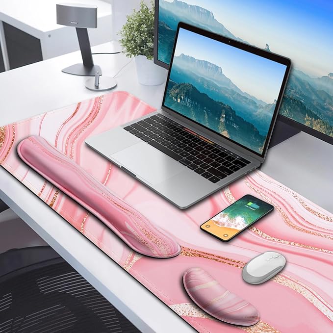 Gimars 4 in 1 Mouse Pad and Keyboard Wrist Rest Set, Large Mouse Pad - Image 2