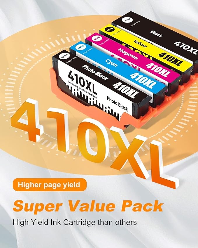 5 Pack 410XL Ink Cartridges for Epson 410 Ink Cartridges Combo Pack Remanufactured for Epson 410XL Works with Epson Expression XP-830 XP-7100 XP-640 XP-530 (Black, Cyan, Magenta, Yellow, Photo Black)-DeskLoop Office