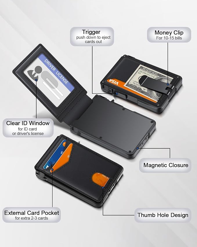 ZALVEX Wallet for Men, Mens Minimalist Wallet 9-13 Cards, Slim Compact Wallet - Image 3