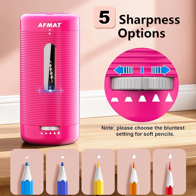 AFMAT Electric Pencil Sharpener, Fully Automatic Pencil Sharpener, Auto in & Out - Image 5
