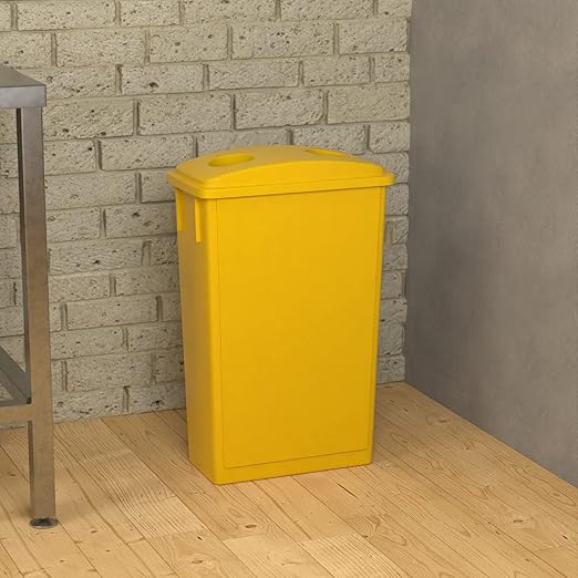 23 Gallon Yellow Slim Jim Trash Can with Bottle Lid-DeskLoop Office