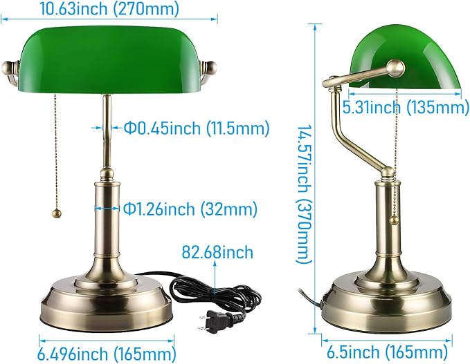 TORCHSTAR Green Glass Bankers Desk Lamp - Image 8