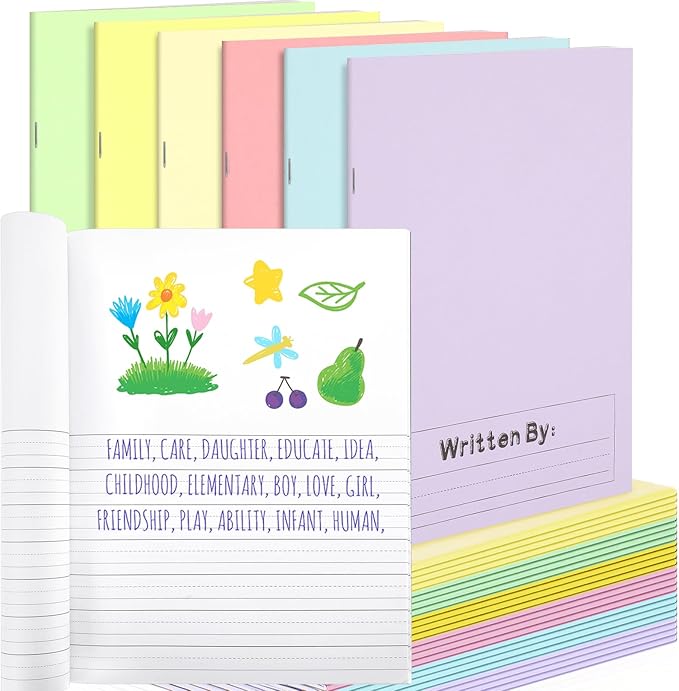 Henoyso 24 Pcs Primary Composition Notebook K-2 9 3/4 x 7 1/2 Inch Primary Journal, Back to School Supplies, Bulk Blank Writing Book for Kid to Write Draw Journal 60 Page Notebooks (Light Color)-DeskLoop Office