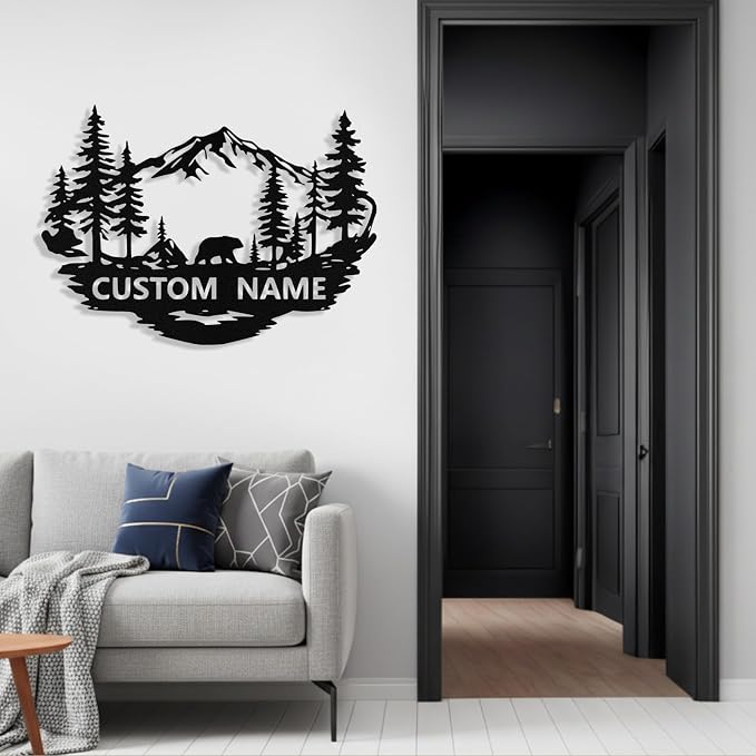 Custom Bear Metal Sign, Custom Bear Metal Wall Art Decor, Personalized Last - Image 6