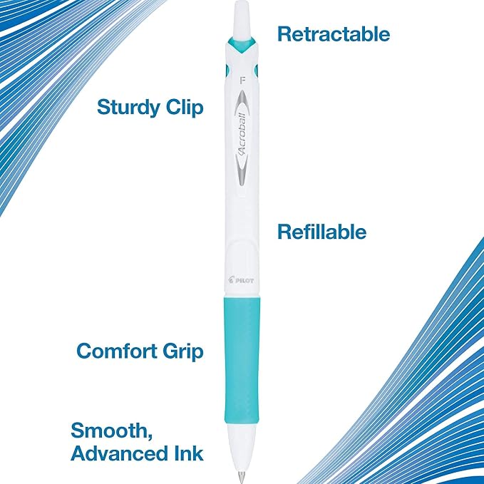 Pilot Acroball PureWhite Advanced Ink Refillable & Retractable Ball Point Pens - Image 4
