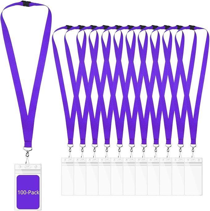 100-Pack Purple Breakaway Lanyards by WEZEBEL