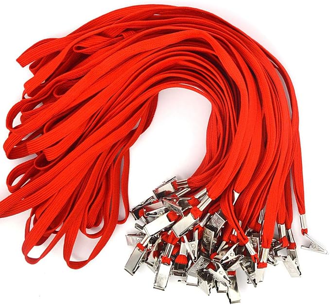 Bird Fiy 50 Pcs Cotton Lanyards Bulldog Clip 32-inch Flat Braid Neck Lanyard by BirdFiy