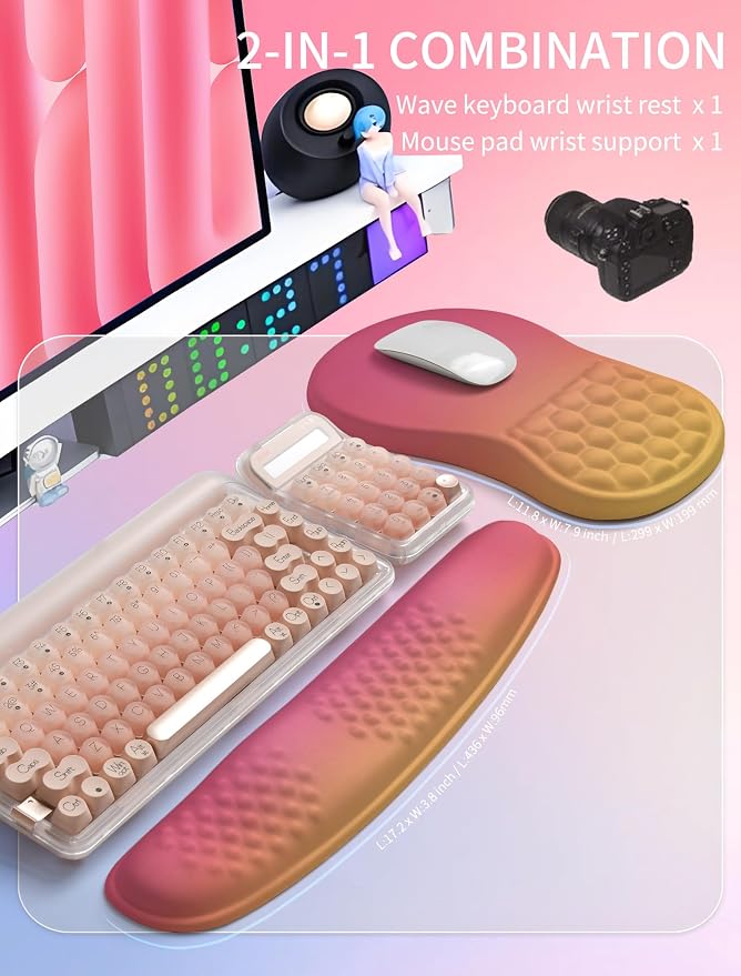 Hokafenle 2in1 Combination, Wave Keyboard Wrist Rest and Ergonomic Curvature - Image 5