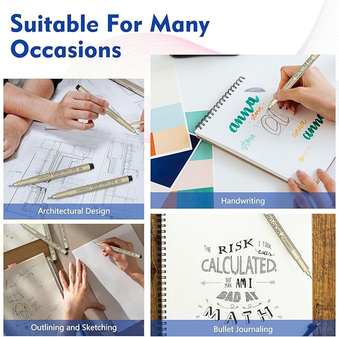 Black Micro Pens, 20 Sizes in 0.15mm - 5mm, Waterproof Archival Ink, Fine Point Pen for Artist Illustration, Sketching, Anime, Manga and Technical Drawing-DeskLoop Office