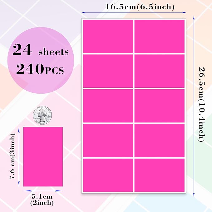 YSHIHE Colored Labels Stickers 3 x 2 Inch Rectangular Moving Labels 8 Colors - Image 2
